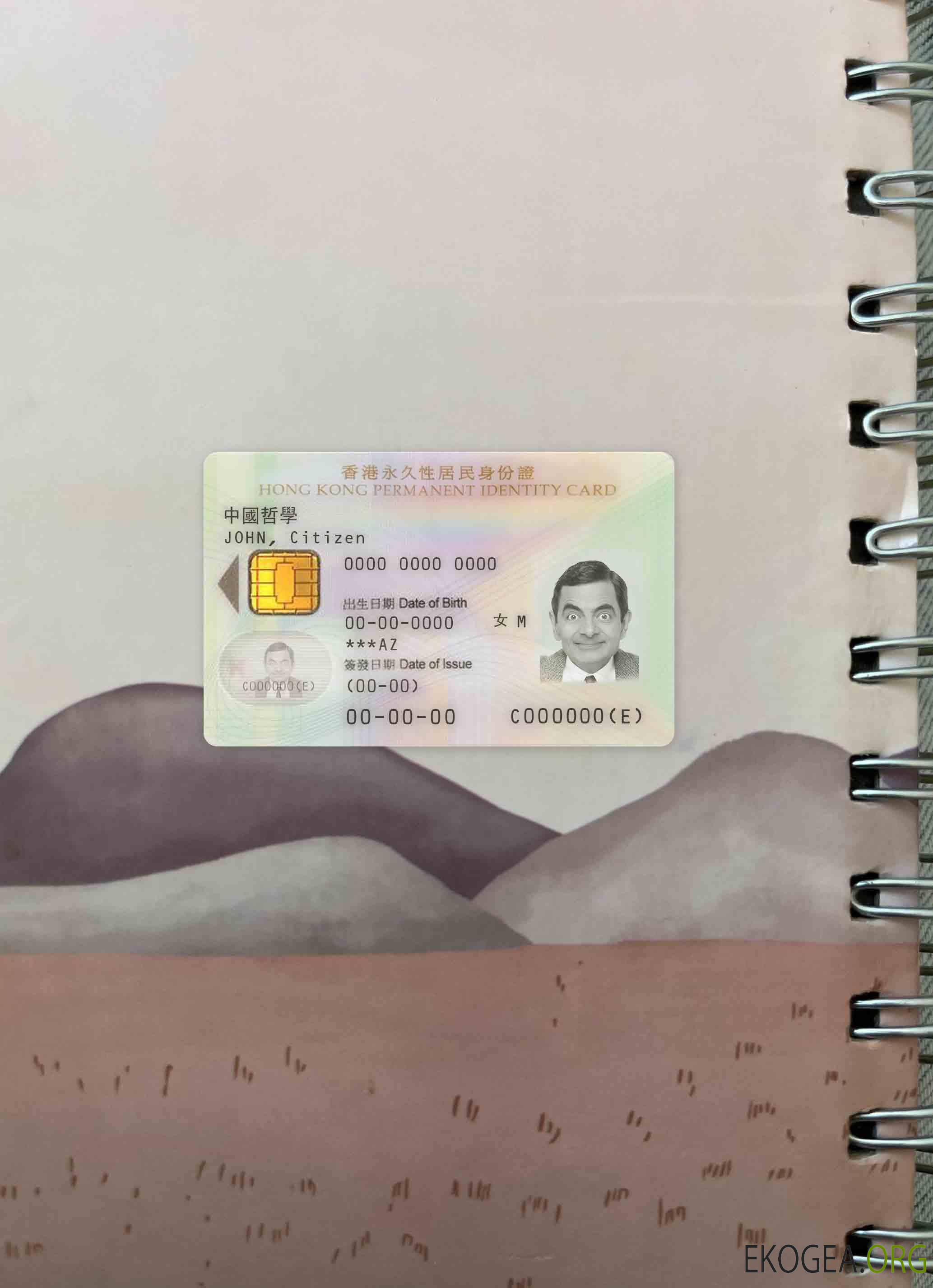 Carte d'identité permanente de Hong Kong 2003 2018 photolook RECTO